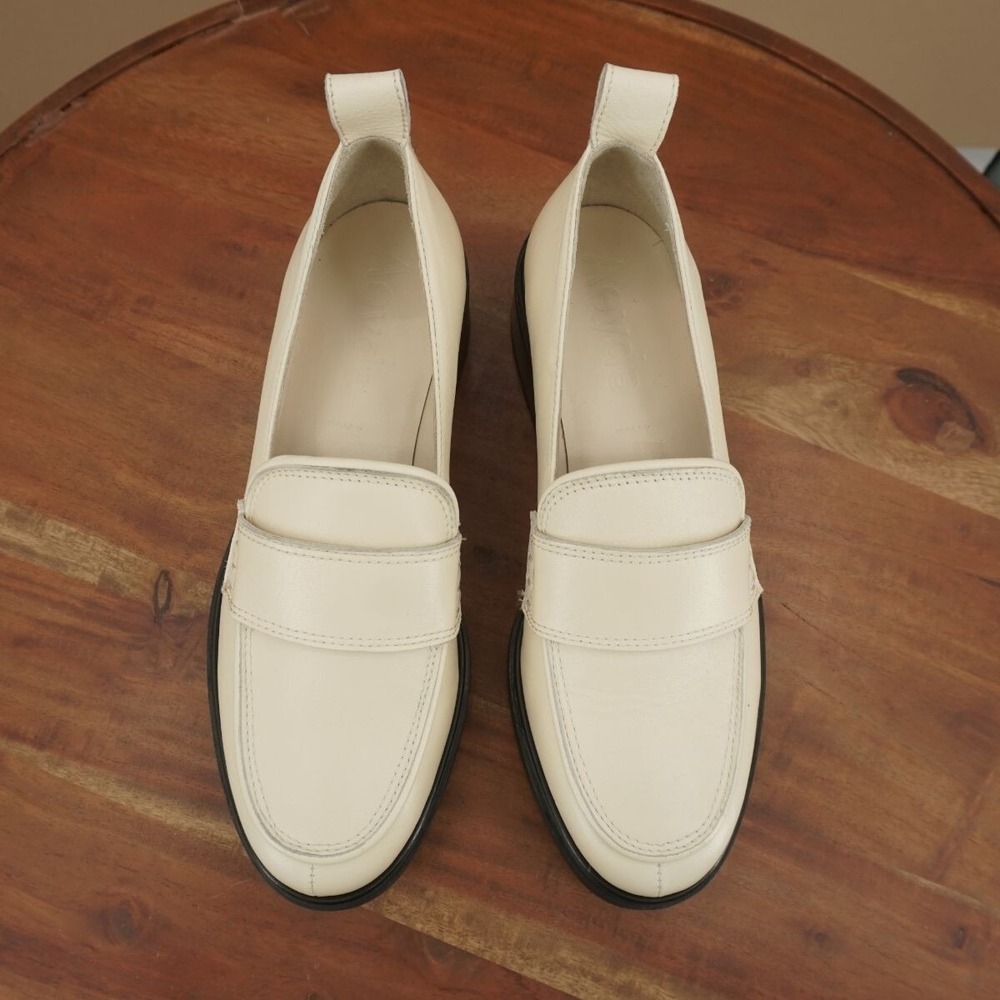 Aeyde Womens Ruth Penny Loafers Lug Sole cream White Leather Size 39 EU / 8 US - Picture 6 of 9